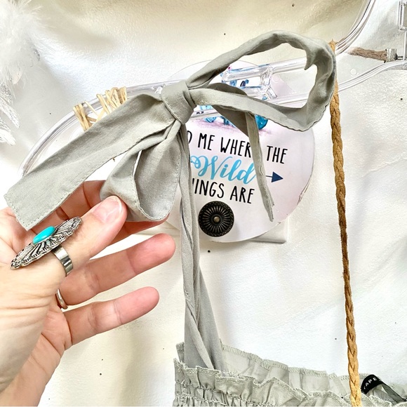 Stunning Sage green prairie eyelit boho dress country shabby chic farmhouse vibe - Picture 6 of 12